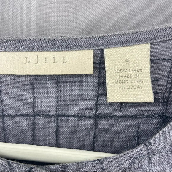 Vintage J.Jill 100% Linen Gray Long Sleeve Button Front Maxi Dress Size Small - Picture 4 of 8